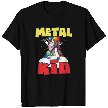 Discover Rock Sign Guitar Unicorn Rainbow Metal Kid Music T Shirts