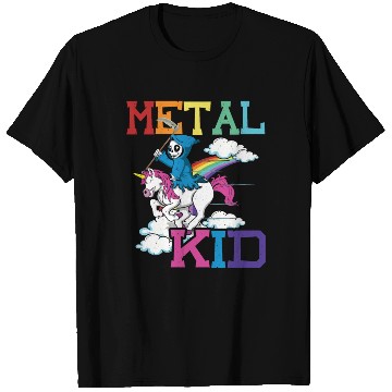 Discover Metal Kid Music Grim Unicorn Rocker Rock T Shirts