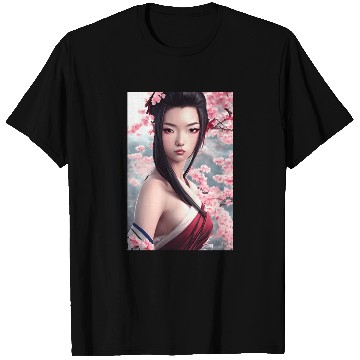 Discover japanese geisha woman Japan wallart sakura pink T Shirts