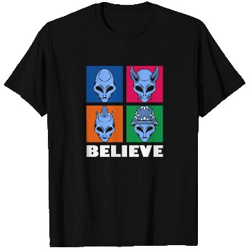 Discover Funny Believe alien square Vintage 70s Alien Lover T Shirts