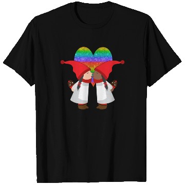 Discover Biracial Lesbian Gnome Valentine Couple Mixed LGBT T Shirts