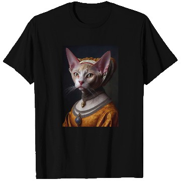 Discover Gold Queen Devon Rex Cat Breed Portrait Royal Rena T Shirts