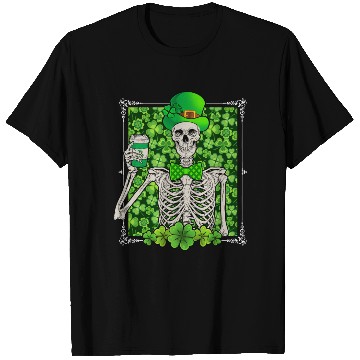 Discover St Patrick's Day Skeleton Shamrock Lucky T Shirts