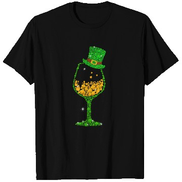 Discover St Patricks Lucky Shamrock Wine Glass T Shirts