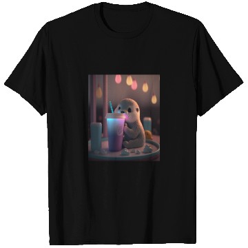 Discover Kawaii Otter Pet Otter Drinking Boba Tea T Shirts