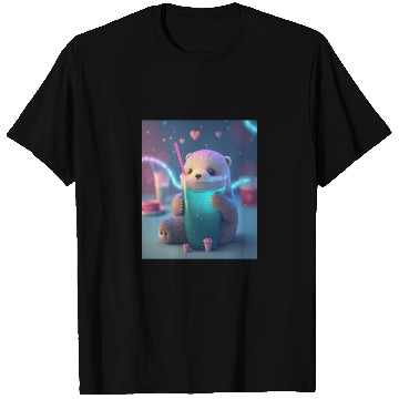 Discover Kawaii Otter Pet Otter Drinking Boba Tea T Shirts