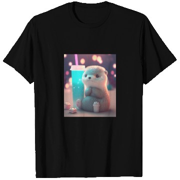 Discover Kawaii Otter Pet Otter Drinking Boba Tea T Shirts
