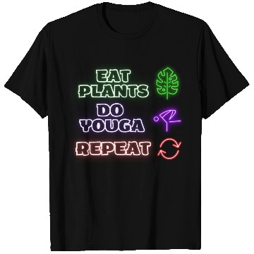 Discover Eat more plants do more yoga neon style T Shirts
