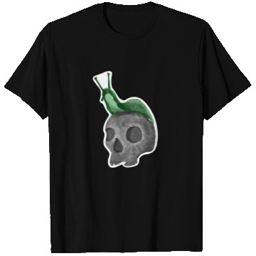 Discover Green Snail on Skull Illustration T Shirts