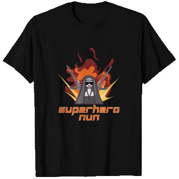 Discover Superhero Nun Action Design T Shirts