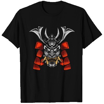 Discover Japanese samurai warrior devil grey and red mask T Shirts