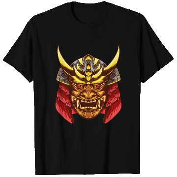 Discover Japanese samurai warrior devil yellow and red mask T Shirts