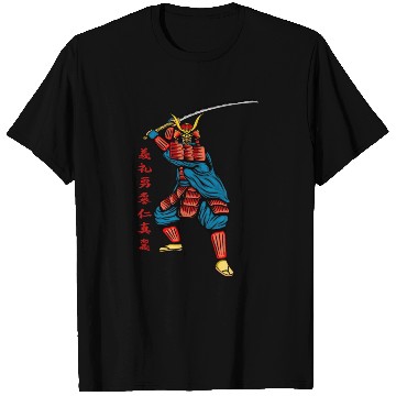 Discover Japanese samurai warrior red writing mask T Shirts