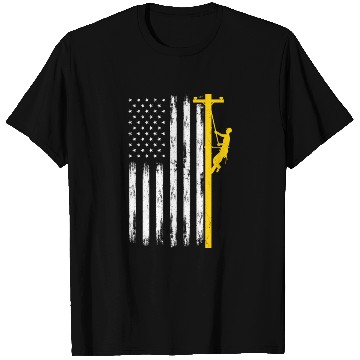 Discover Lineman US Flag Lineworker Patriotic T Shirts