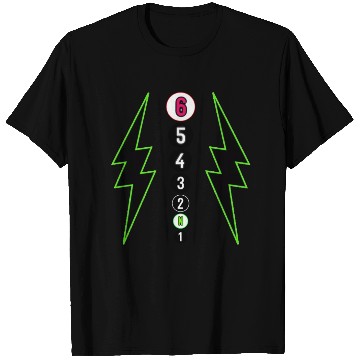 Discover GREEN LIGHTNING BOLT MOTORCYCLE SHIFT PATTERN T Shirts