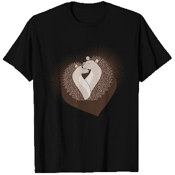Discover enchanting sweet hedgehog couple with heart T Shirts