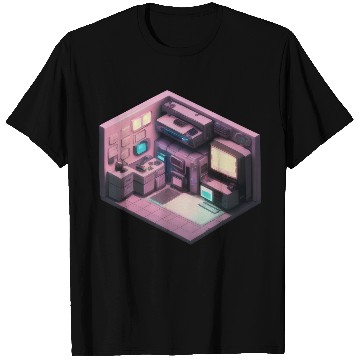 Discover Synthwave Isometric Voxel Bedroom - Future Room T Shirts