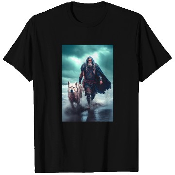 Discover Viking Warrior and Wolf Ultra Realistic Poster T Shirts