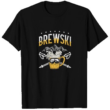 Discover Brewski Beer Drinker Skiing Ice Ski Winter Sport T Shirts