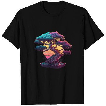 Discover Synthwave Bonsai Tree T Shirts