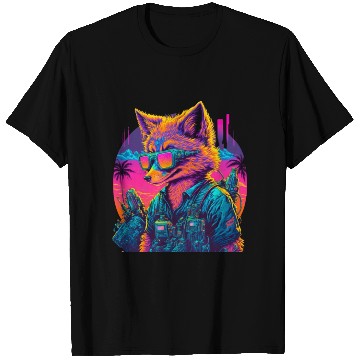 Discover Retro Futuristic Synthwave Fox T Shirts