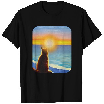 Discover Cat watching sunset Classic T Shirts