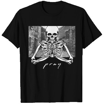 Discover Pray Skeleton Streetwear T Shirts