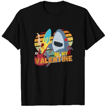Discover Shark be my Valentine Blood Surf Design T Shirts