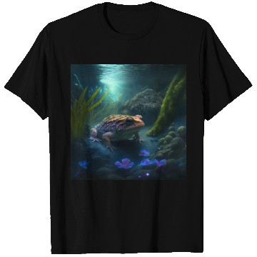 Discover A toad in a creek the toad has blue glowing eyes T Shirts