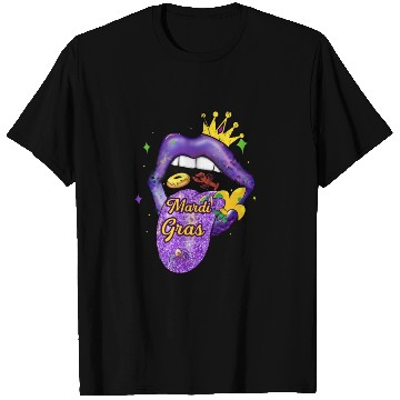 Discover Men Women Queen King Love Mardi Gras Lips T Shirts