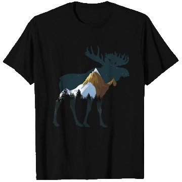 Discover Night Forest Moose T Shirts