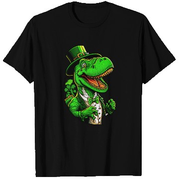 Discover St Patricks Day T-rex Dinosaur With Top Hat T Shirts