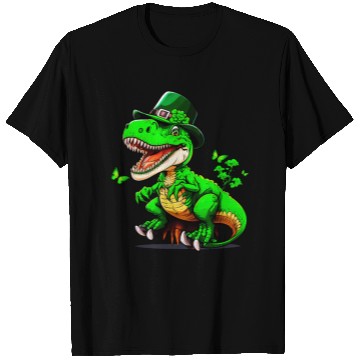 Discover St. Patrick Day T-rex Dinosaur With Hat T Shirts