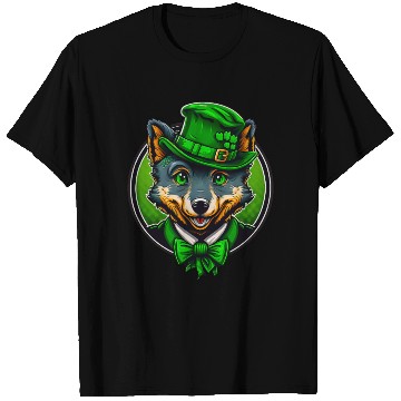 Discover Cute Wolf St. Patrick's Day Hat With Green Eyes T Shirts