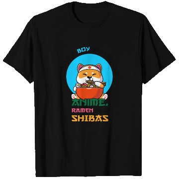 Discover Just a boy who loves anime, ramen and shibas T Shirts