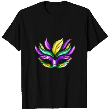 Discover Purple, Green And Golden Mask For Mardi Gras T Shirts