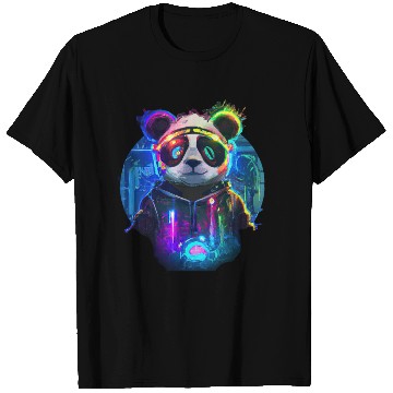 Discover Futuristic Frenzy: Neon Panda Pop Art | light T Shirts