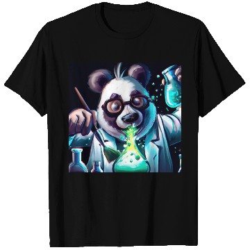 Discover Colorful chaos: a panda scientist's lab T Shirts