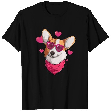 Discover Welsh Corgi Face Heart Glasse Corgi Valentines Day T Shirts