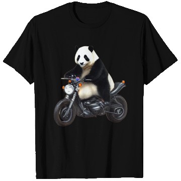 Discover Panda Riding on Motorcycle T Shirts