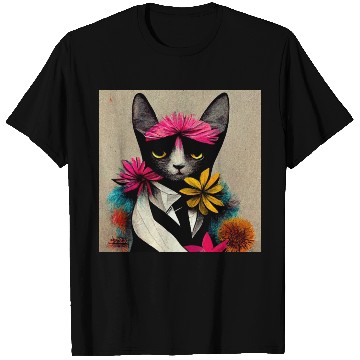 Discover Painting of a cat on a wall T Shirts