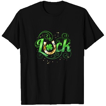 Discover Green Golden Luck Logo With Horseshoe For St T Shirts