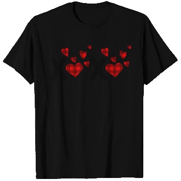 Discover Pressed Heart Plaid Pattern Design T Shirts