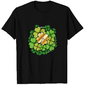 Discover Golden Four Leaf Clover Shamrock Logo For St T Shirts