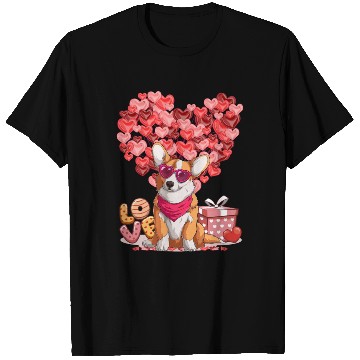Discover Welsh Corgi Lover Red Hearts Valentine Corgi Owner T Shirts