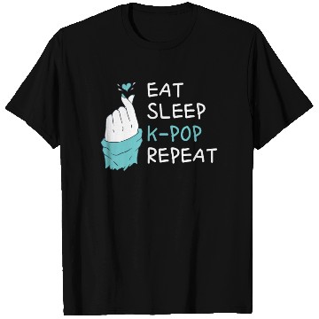 Discover Eat Sleep Kpop Repeat Finger Heart Korean Pop Musi T Shirts