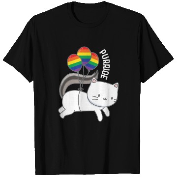 Discover Purride Cat Balloon Rainbow Gay T Shirts