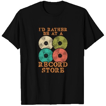 Discover I'd Rather Be At A Record Store Vinyl Player Music T Shirts
