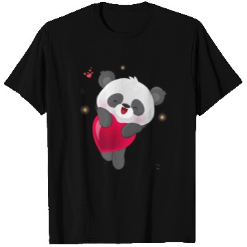 Discover Cute Panda Embrace Heart Design T Shirts