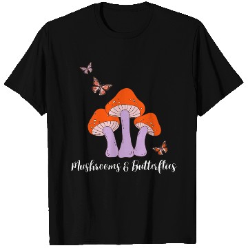 Discover Mushrooms Butterflies Design T Shirts